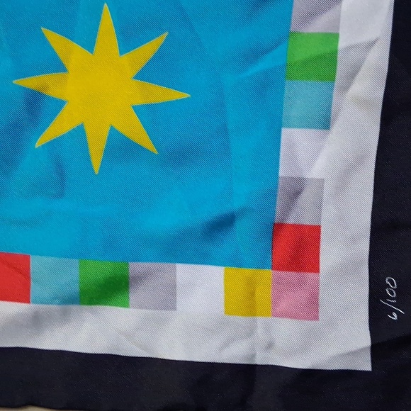 Echo Blue and Yellow Silk Scarf - Picture 5 of 6